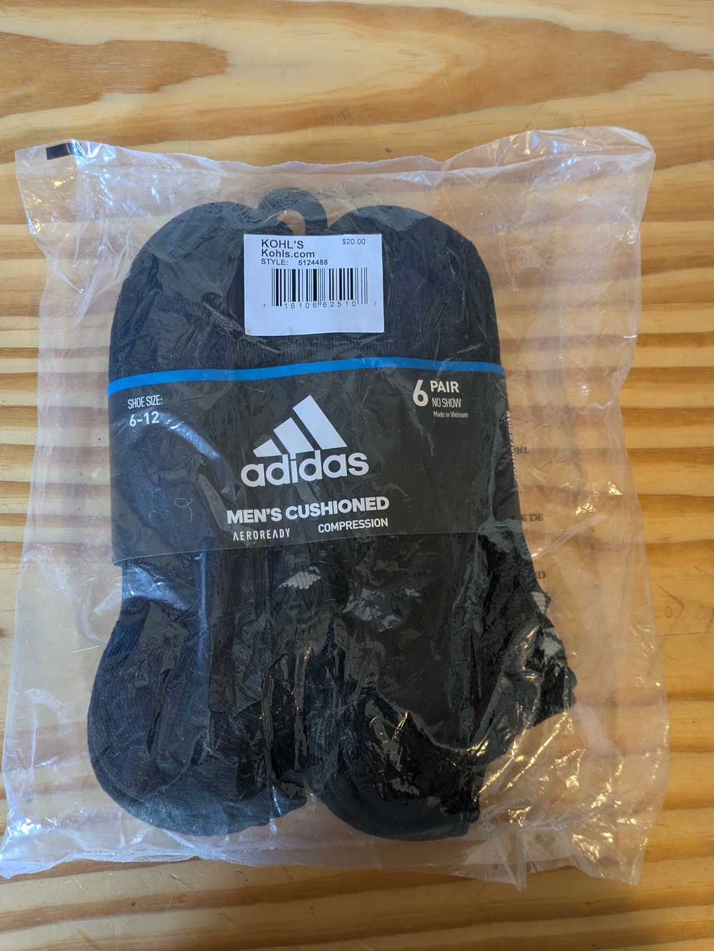 adidas Men's Low-Cut Cushioned No-Show Socks - Black (6 Pair)